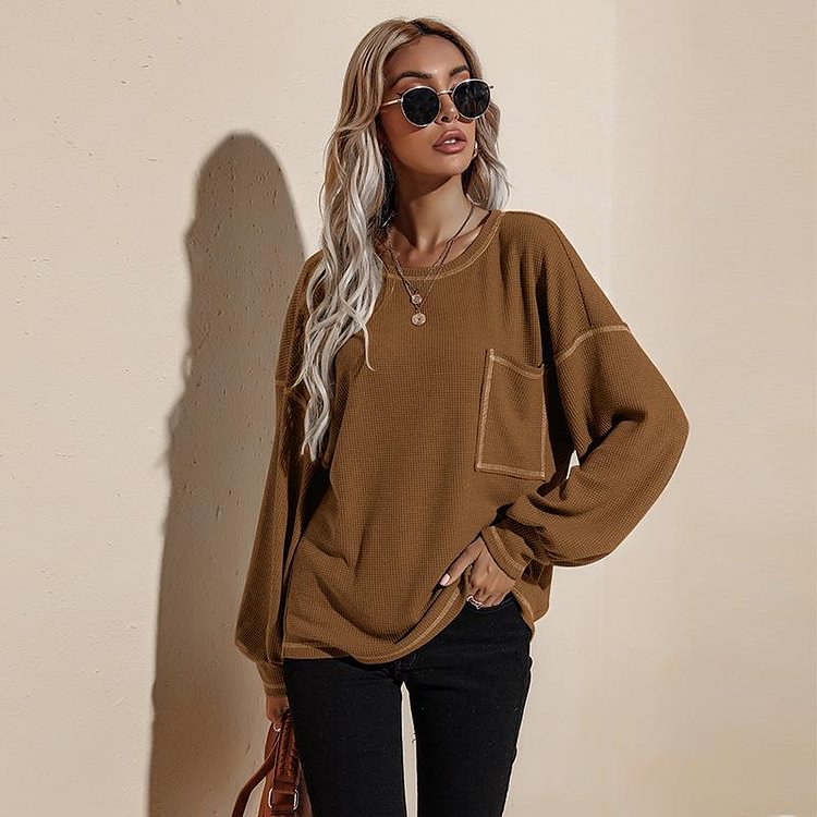 New Autumn And Winter Long-sleeved T-shirt Loose Long-sleeved Sweater-Mayoulove
