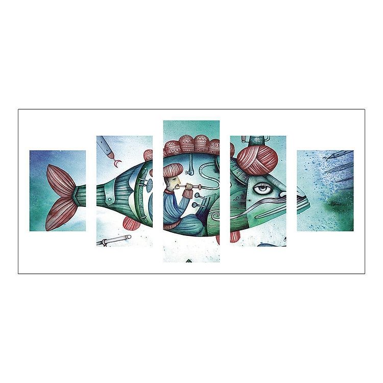 5pcs/set Fish - Full Round Diamond Painting - 95x45cm