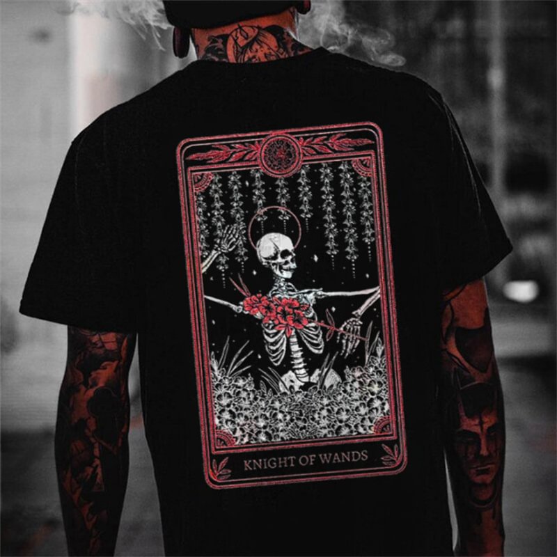 UPRANDY Knight Of Wands Skeleton Printing Men's T-shirt Designer -  UPRANDY