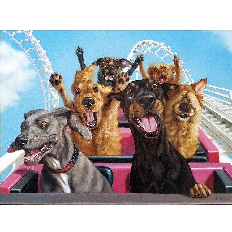 Roller Coaster Dogs Wooden Jigsaw Puzzle
