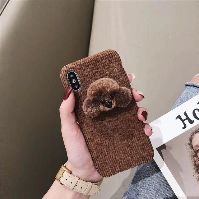 Max Case Fluffy Plush Brown Dog Warm Cover Phone Case-Mayoulove
