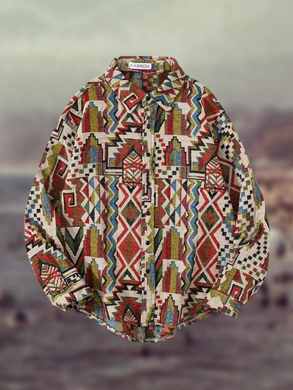 Men's Ethnic Style Irregular Jacquard Shirt Jacket-广州科莱利贸易有限公司-Anne Neville