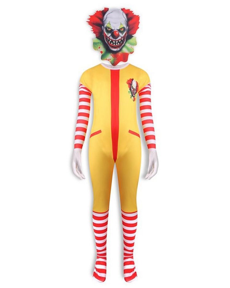 Mayoulove Kids Creepy Killer Scary Evil Clown Halloween Cosplay Party Costume-Mayoulove