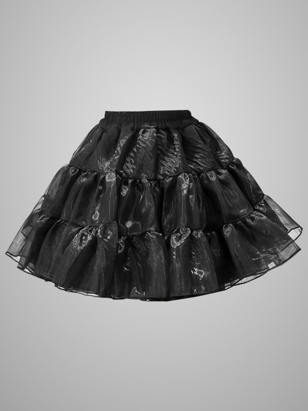Y2K JK Style Sweet Girl Lolita Tiered Solid Color Lining Elastic Waist High Rise Skirt