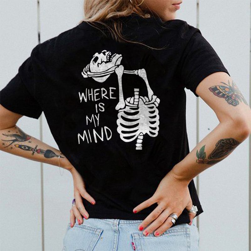 Minnieskull Where Is My Mind Skull Print T-shirt - Minnieskull