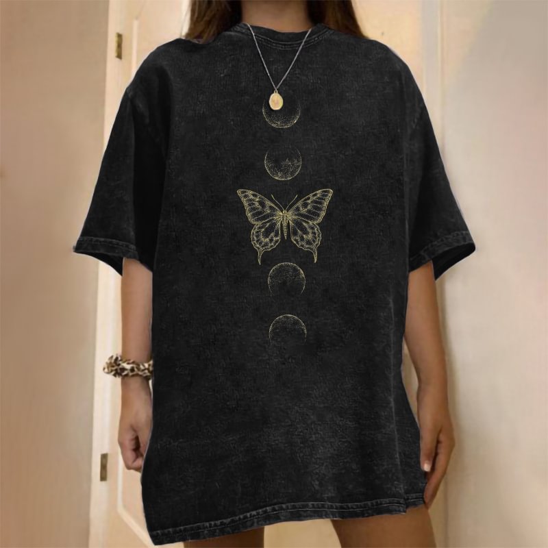 Minnieskull Designer butterfly print loose T-shirt - Minnieskull