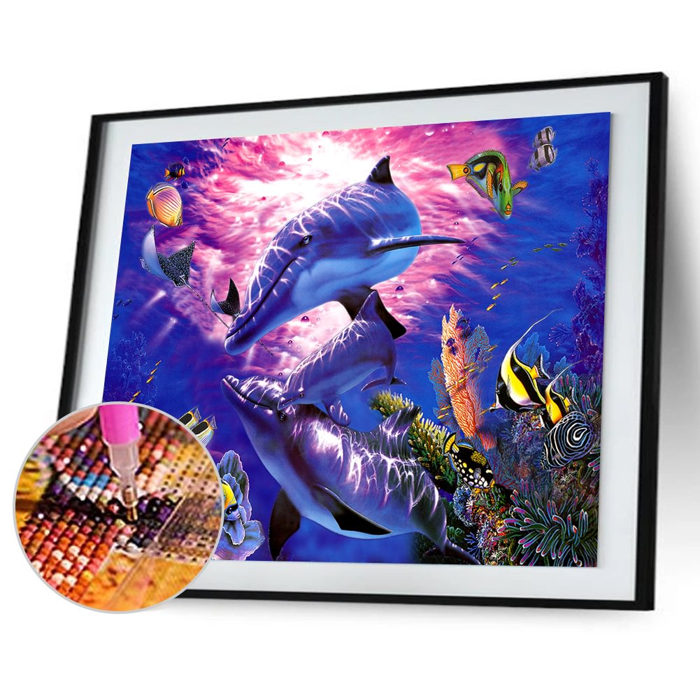 Dolphin Fish Sea Ocean Diamond Painting 30*40cm