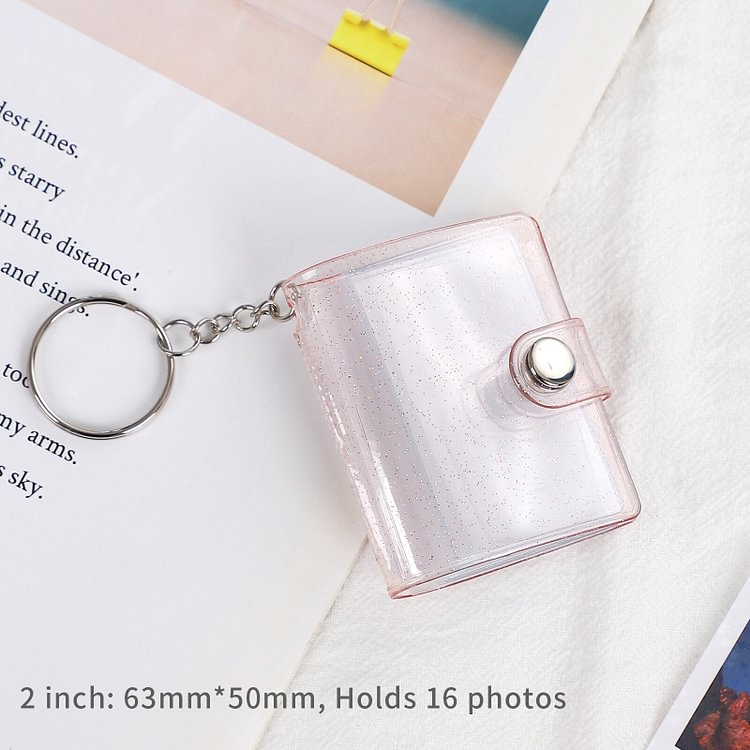 JOURNALSAY 16 Sheets Cute Mini Keychain Photo Album 1/2 Inch Snap
