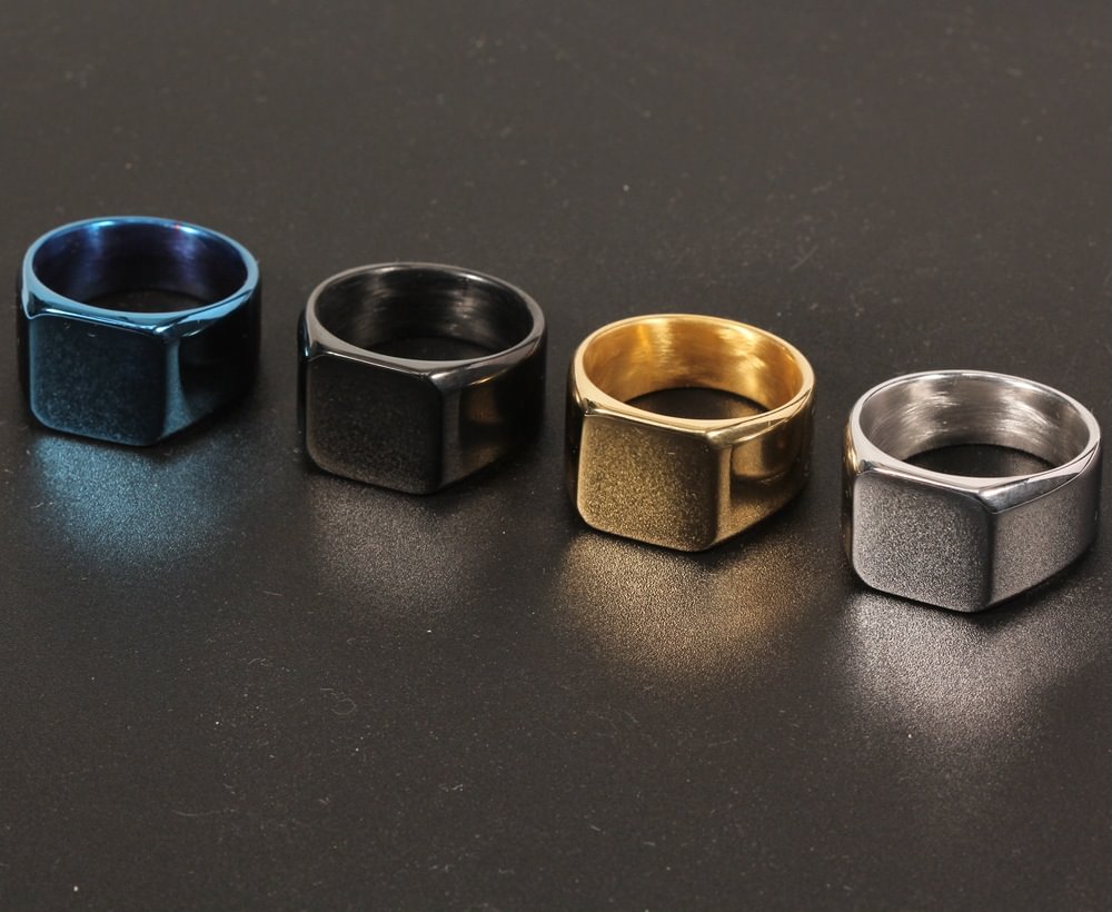 First Man Titanium Steel Jewelry Simple Light Body Square Male Personality Ring Glossy Titanium Steel Ring / Techwear Club / Techwear