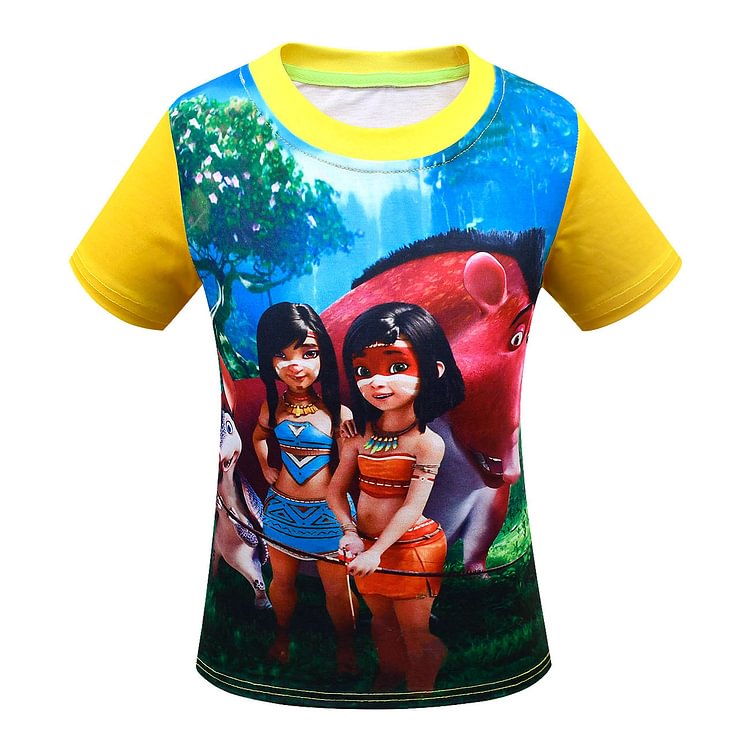 2021 Children's Short Sleeve Ainbo Ambo Girl Short Sleeve Round Collar Small and Medium Child T-Shirt 3736-Mayoulove