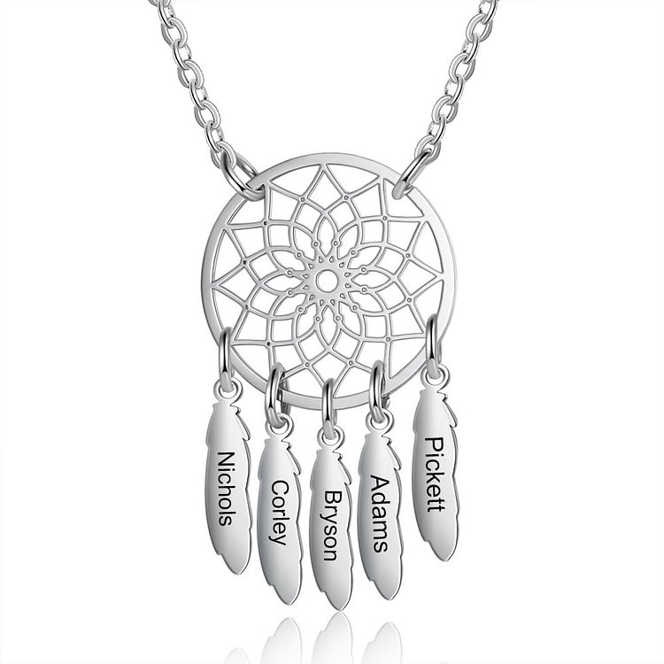 Personalized Dream Catcher Necklace With 5 Names