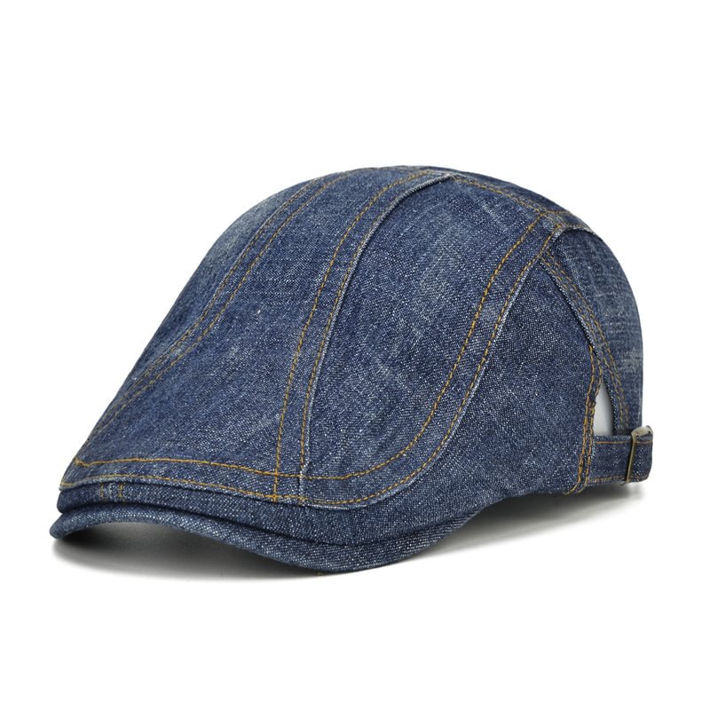 Men's 1942's fashion retro washed and worn cotton denim beret / [viawink] /