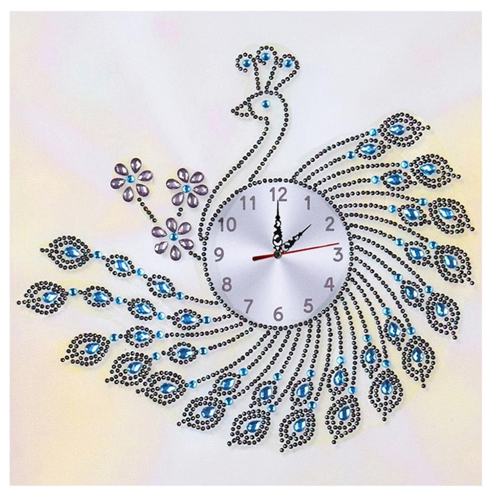 Partial Special Shaped Diamond Painting Peafowl Clock Home Decor