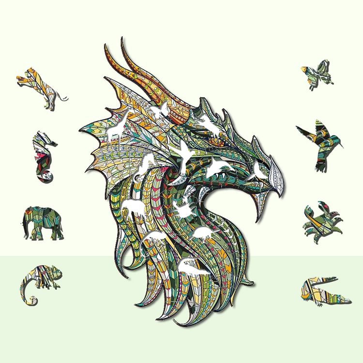 Green Dragon Wooden Jigsaw Puzzle