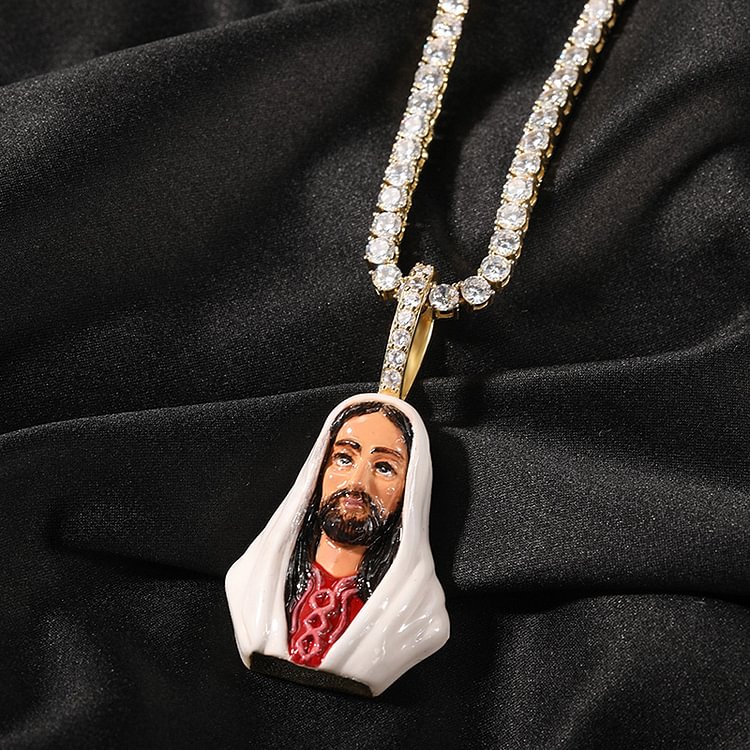 Bling Iced Out JESUS Pendant Necklace