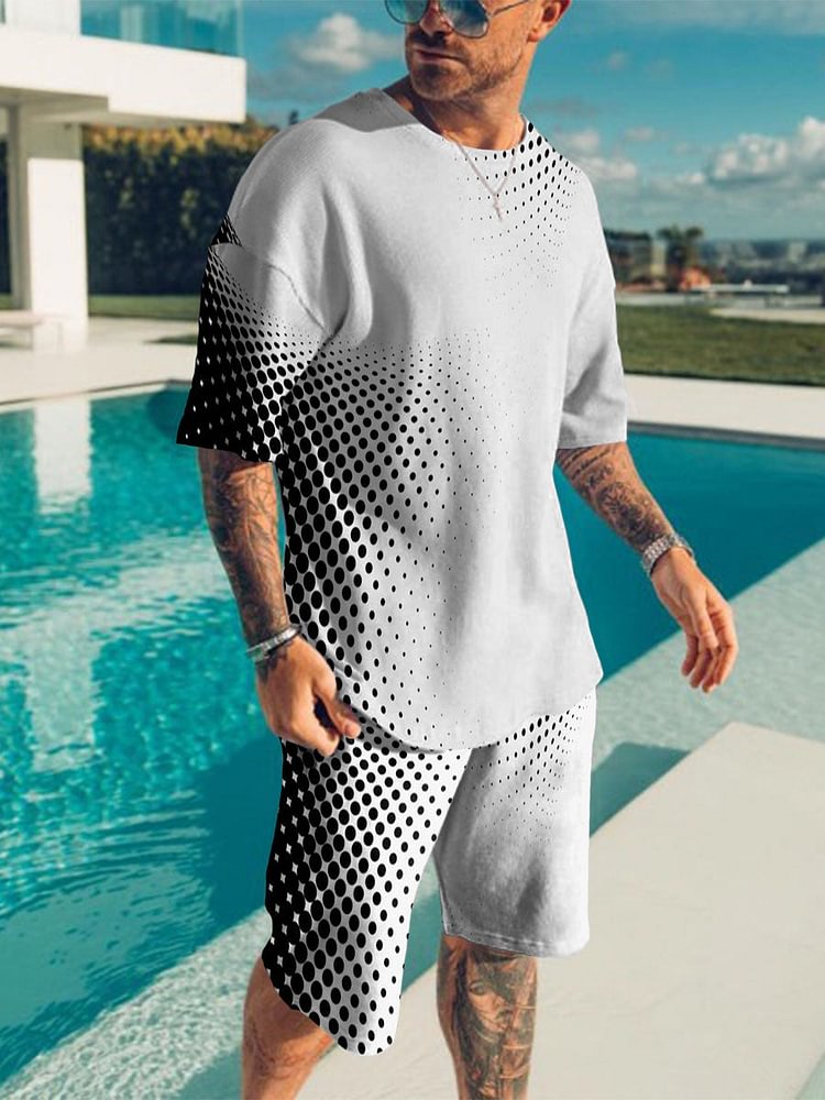 Men's Polka Dot Gradient Printing Sports Suit