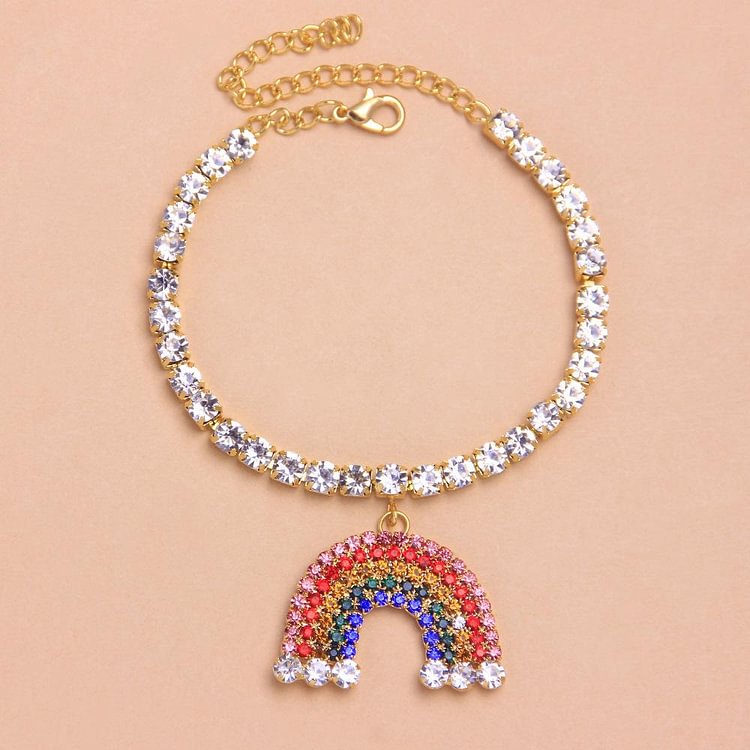 Promsstyle Rhinestone rainbow anklet ankle chain