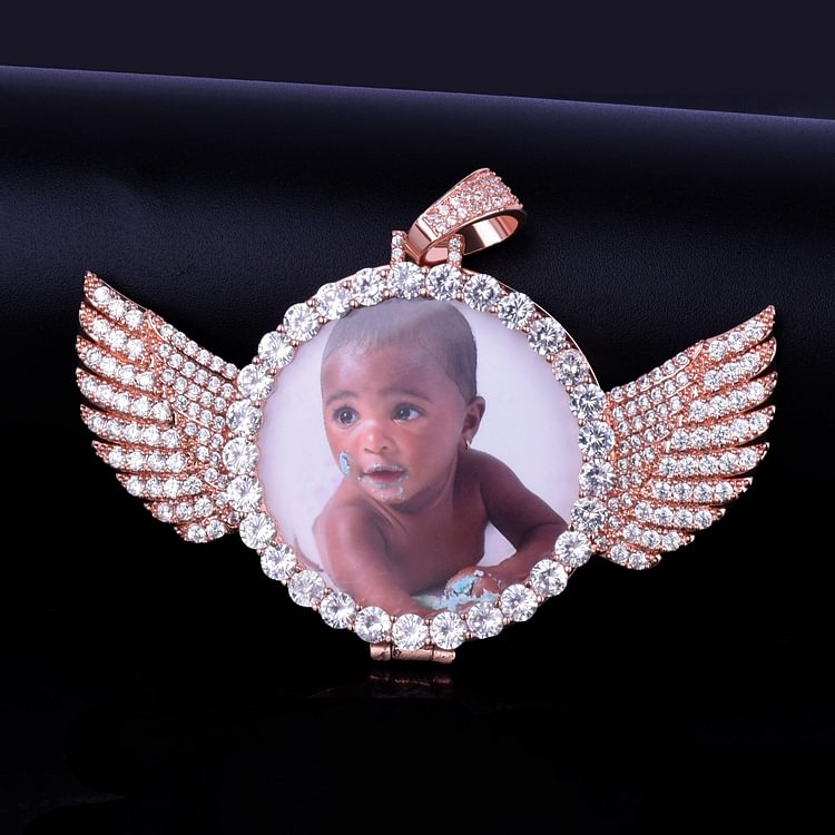 Custom Photo With Wings Medallions Necklace & Pendant