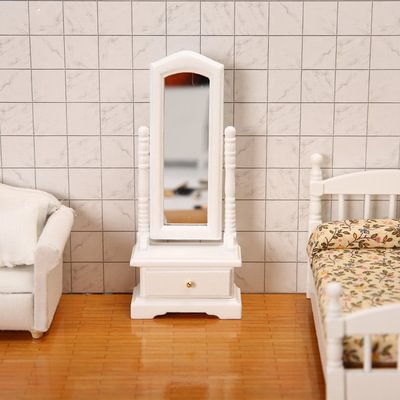 1:12 Dollhouse Fitting Mirror with Wardrobe Storage for 6 Inches Miniature Dolls