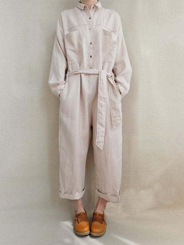 Women's Natural Cotton Coveralls-Mayoulove