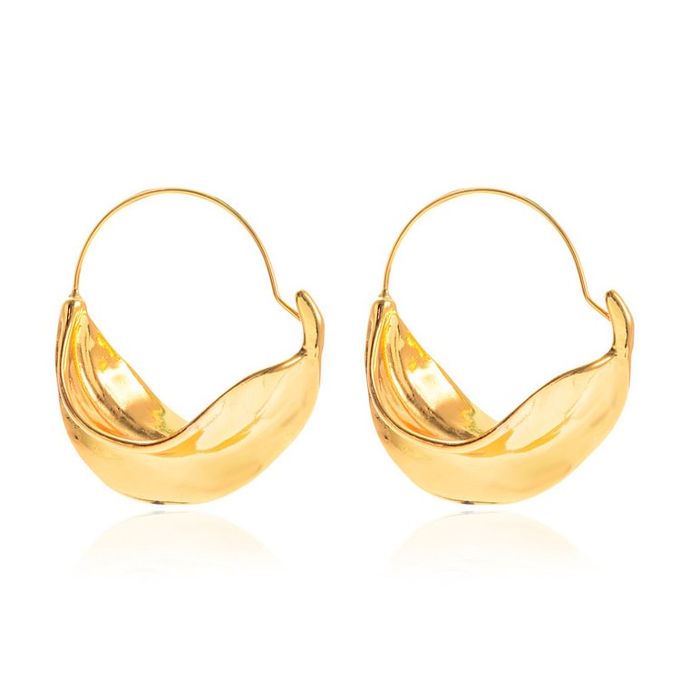 Creative ladies irregular metal floral basket earrings