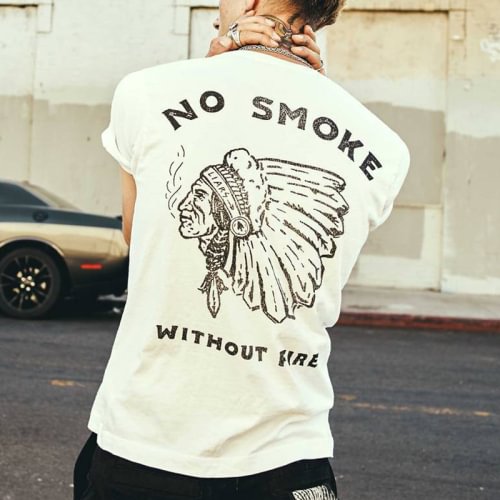 UPRANDY No smoke indigenous print short sleeve t-shirt -  UPRANDY
