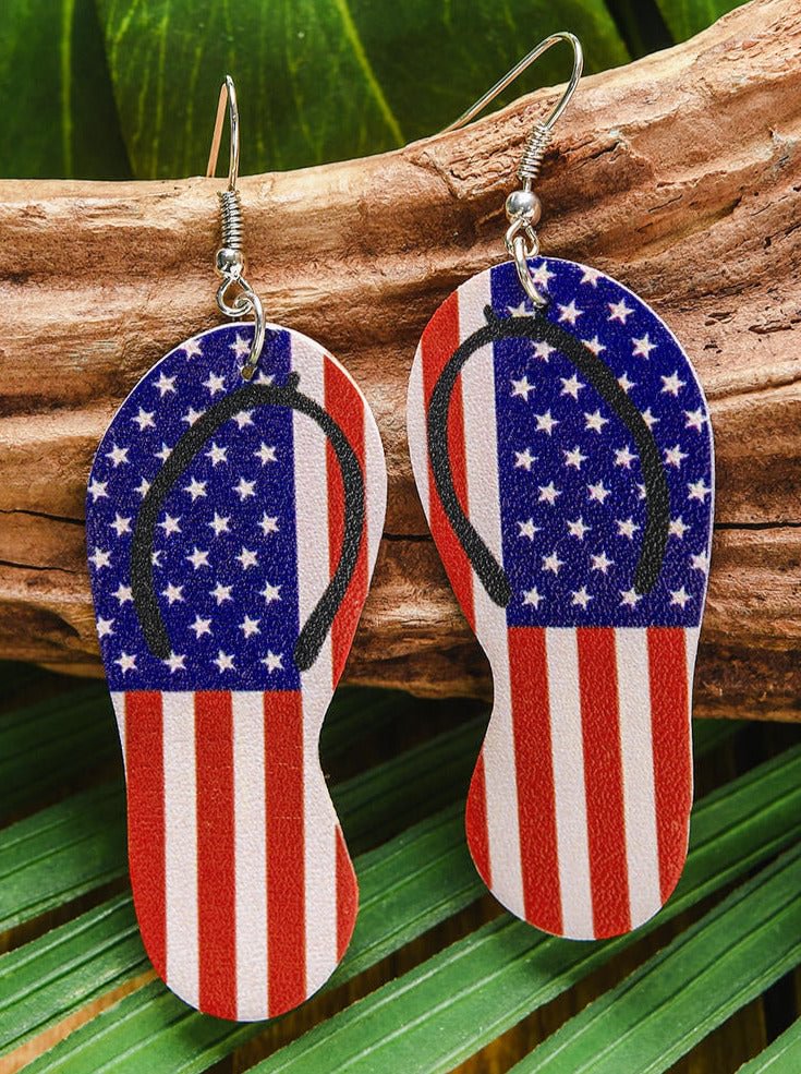 American Flag Flip Flop Slippers Earrings