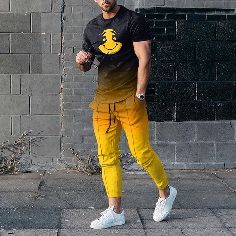 BrosWear IT's OK Gradient T-Shirt And Pants Two Piece Set