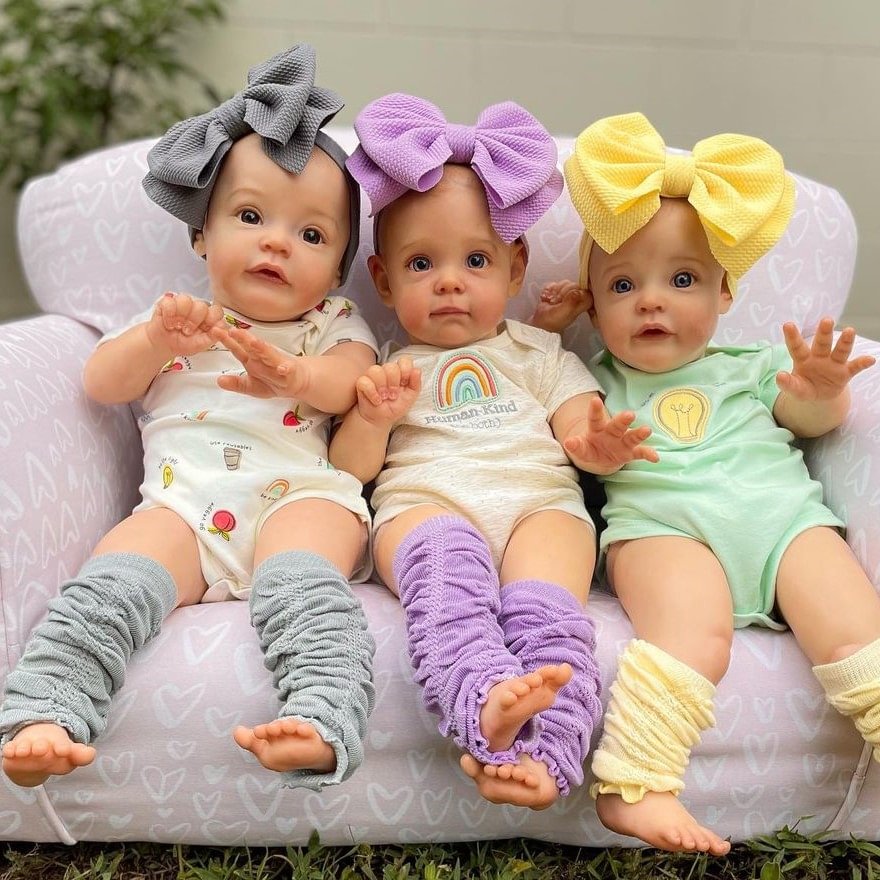 [Reborn Sisters] 17"  Lifelike Innocent and Lovely Silicone Reborn Triplet Girls Chloe,Danielle and Emma