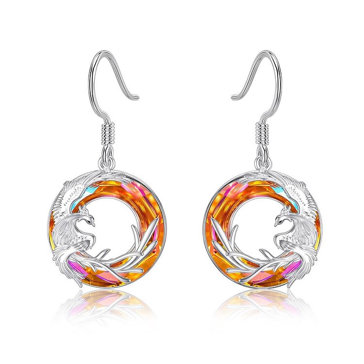 S925 I Survived Because The Fire Inside Me Burns Brighter Than The Fire Around Me Phoenix Crystal Earrings