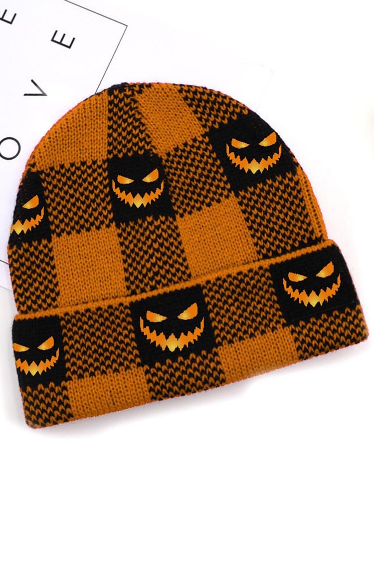 Women's Hats Halloween Plaid Knitted Hat-Mayoulove
