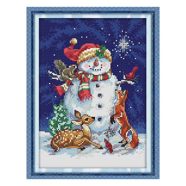 (Counted/Stamped)Midnight Snowman  - Cross Stitch  30*21CM