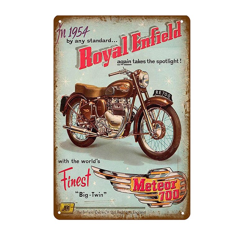 Royal Enfield Meteor 700 Motorcycle - Vintage Tin Signs/Wooden Signs - 20x30cm & 30x40cm