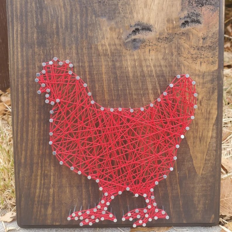 String Art - Chicken 5" x 5"-Ainnpuzzle
