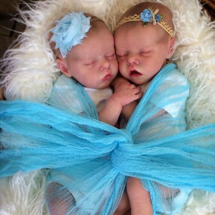 12''  Real Lifelike Twins Sister Amy and May Reborn Baby Doll Girl 2022