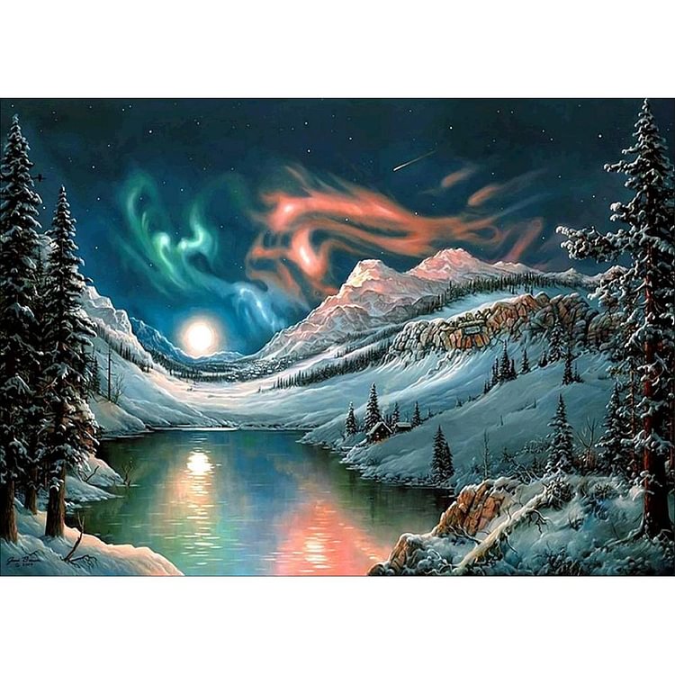 Snow Landscape - Round Drill Diamond Painting - 40*30CM