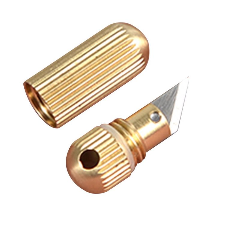 Mini Capsule Knife EDC Portable Brass Key Chain Pendant Cutting Tool Gold