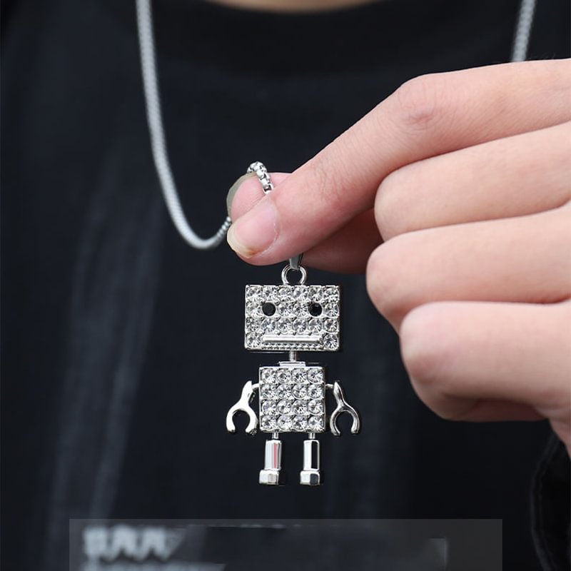 Hip Hop Robot Pendant Titanium Steel Necklace / Techwear Club / Techwear