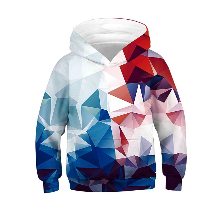 Rhombus Digital Print Pullover Hoodie Hooded Sweatshirt-Mayoulove