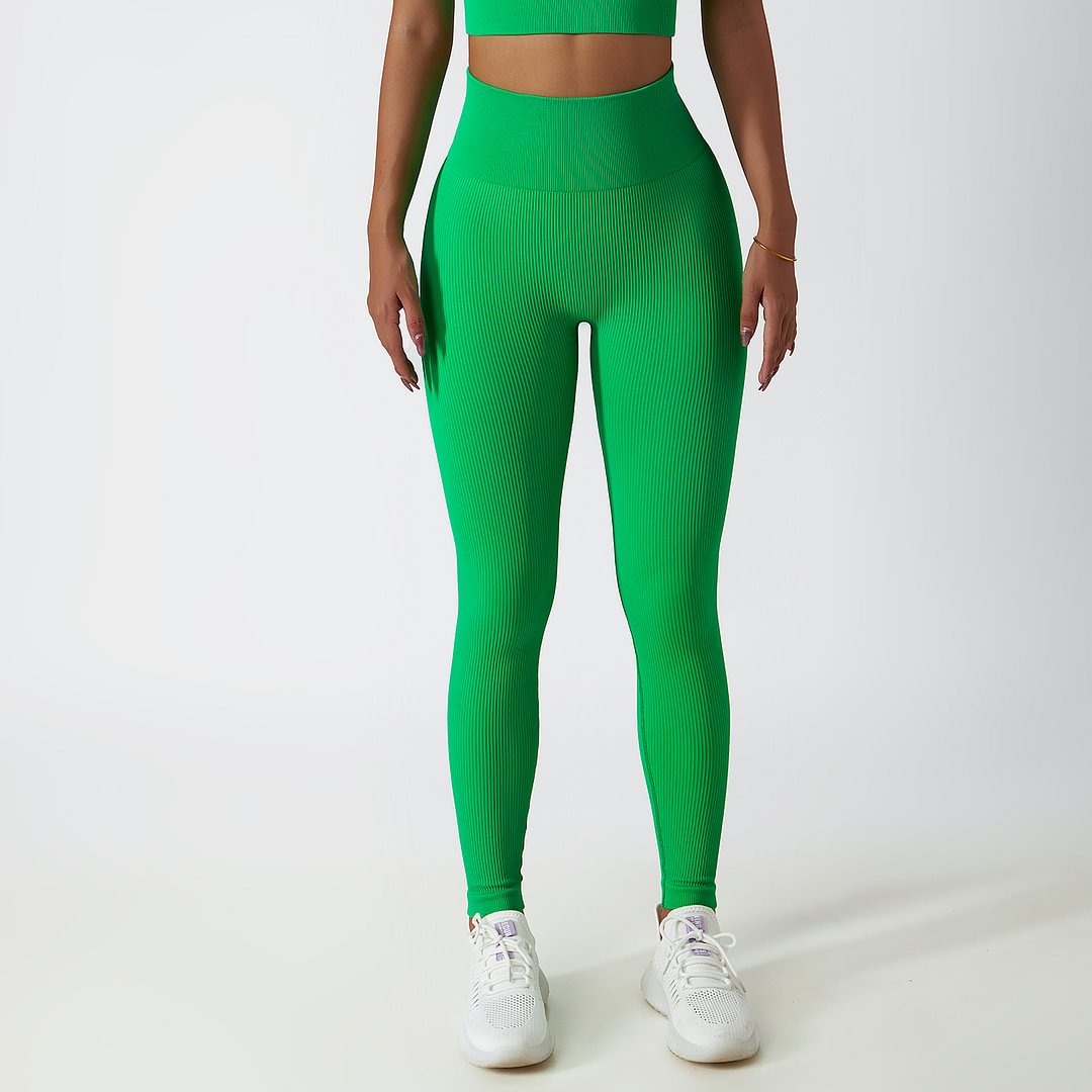 Hergymclothing Nutmeg Green high waist no camel toe ribbed seamless gym sports running tights leggings online shopping