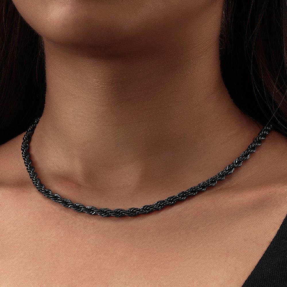 2/4/5/6/7MM Black Gold Rope Chain-VESSFUL