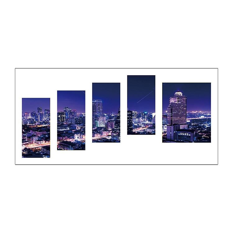City 5-pictures Round Full Drill Diamond Painting 95X45CM(Canvas)-gbfke