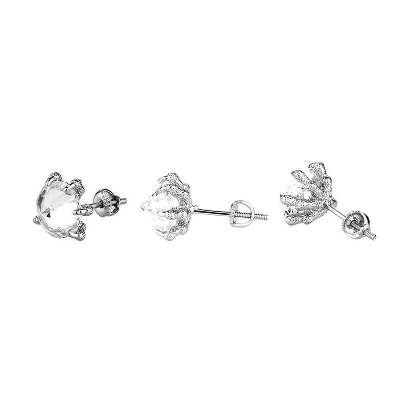 10MM Hip Hop Claw Setting CZ Stone Ice Out Stud Earrings Men Jewelry-VESSFUL