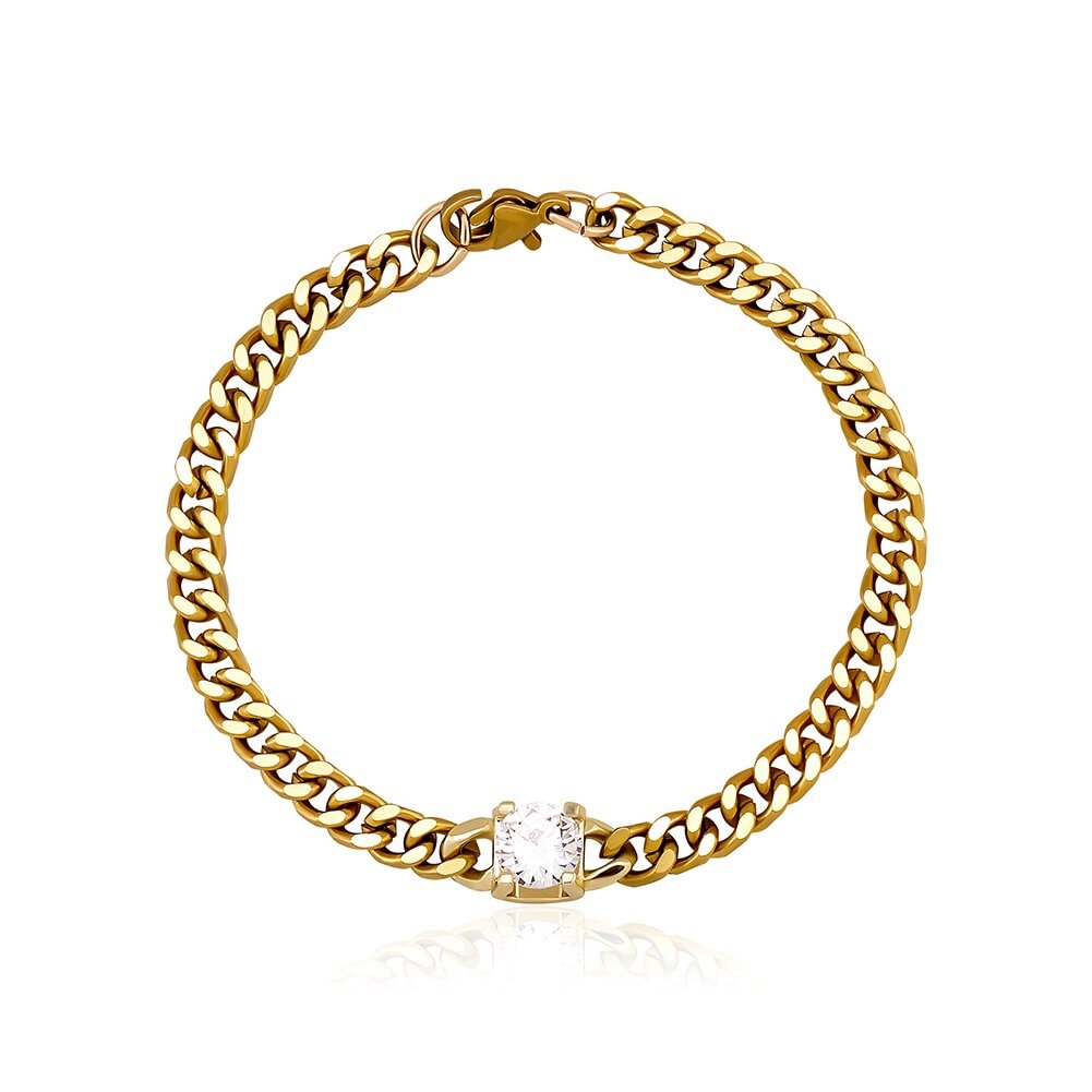 6MM Cuban Link Bracelet In Gold Silver With Iced Out Zircon-VESSFUL