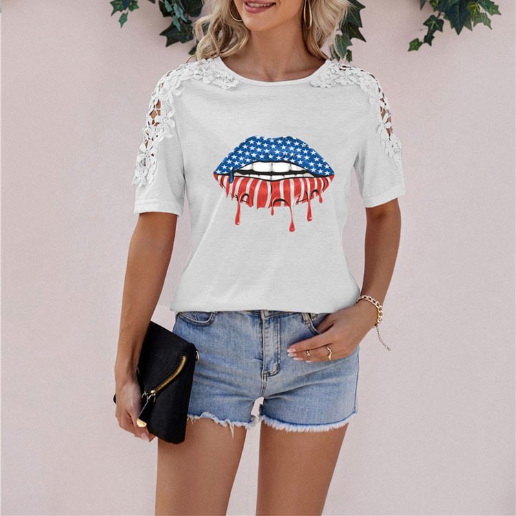 Mouth Love Independence Day T-Shirt 4th of July Shirts