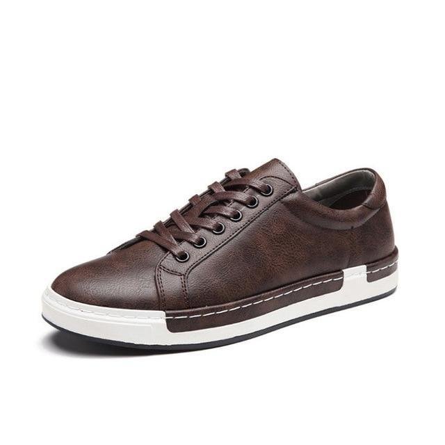 Casual Shoes Men Fashion Vintage Shoes Brown Brand Male Shoes Genuine Leather Men's Leisure Shoes-Corachic
