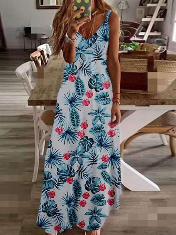 Chic Slim long floral printed halter maxi dresses