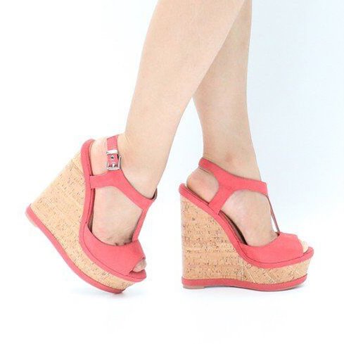 5.9" Wedge Heels Women's Shoes Platforms Summer Pink Sandals-vocosishoes