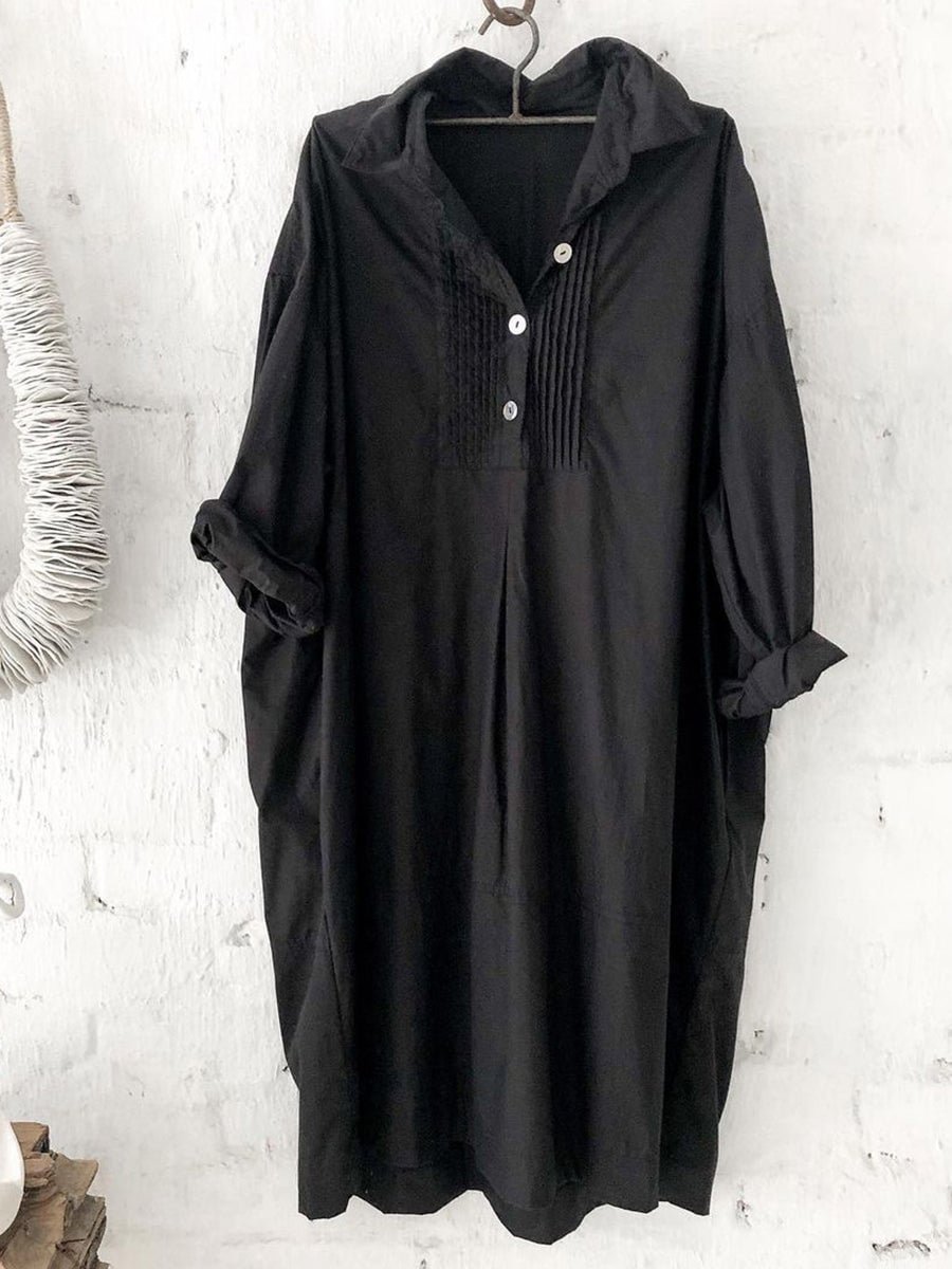 Solid Color Fashion Linen Long Type Shirt