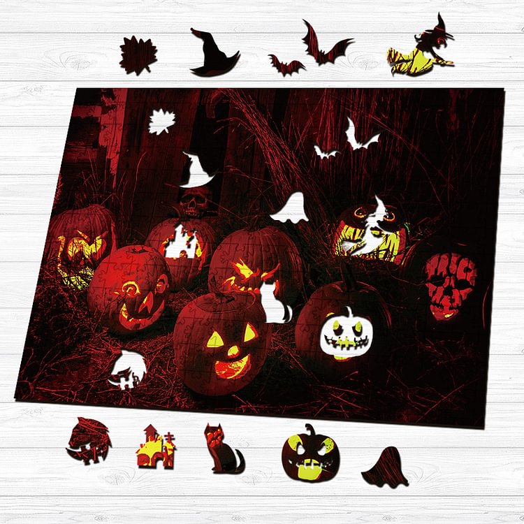 Jack-o'-lanterns Wooden Jigsaw Puzzle